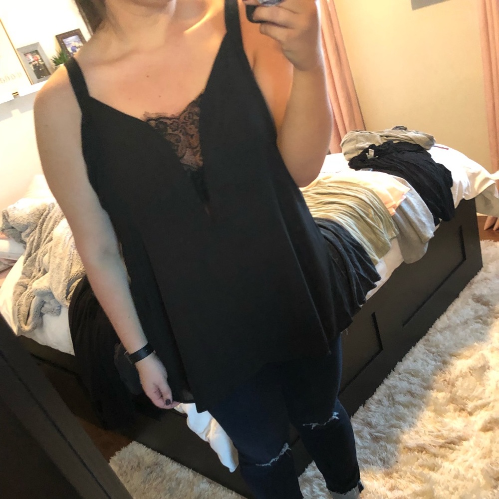 Black tank with lace detail
